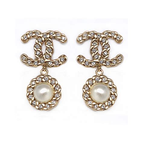 chanel pearl post earrings